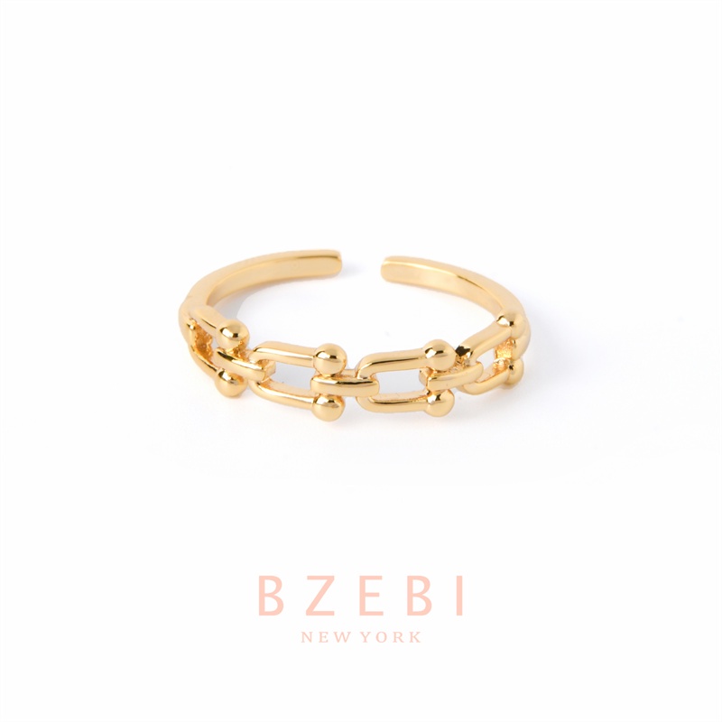 Bzebi Cincin Lapis Emas 18k Adjustable Dengan Kotak Penyimpanan Untuk Wanita 894r