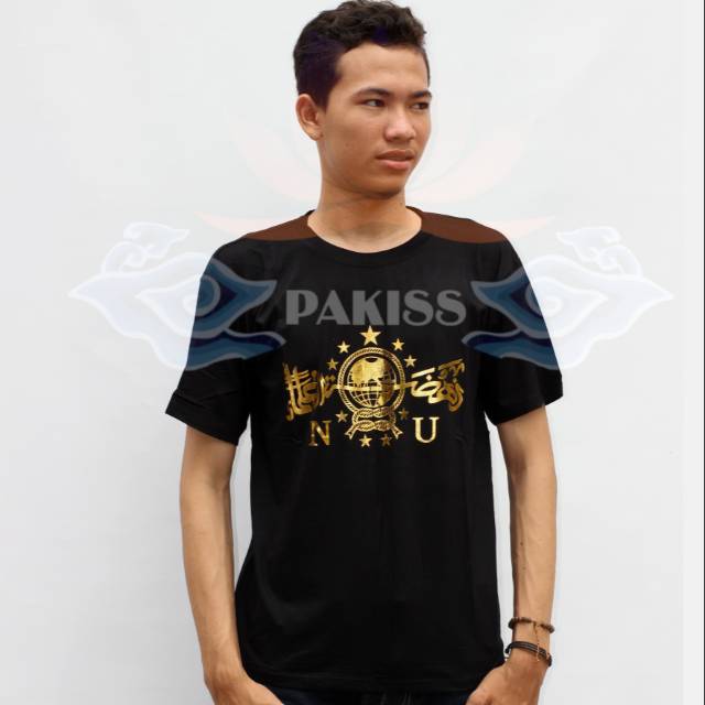 Kaos NU Nahdlatul Ulama Lengan pendek Sablon Emas - Kaos Lambang NU - Kaos Distro Spandex