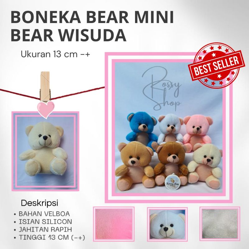 Boneka bear mini|Boneka bear mini wisuda|boneka bear mini buket|boneka bear mini ukuran 13 cm