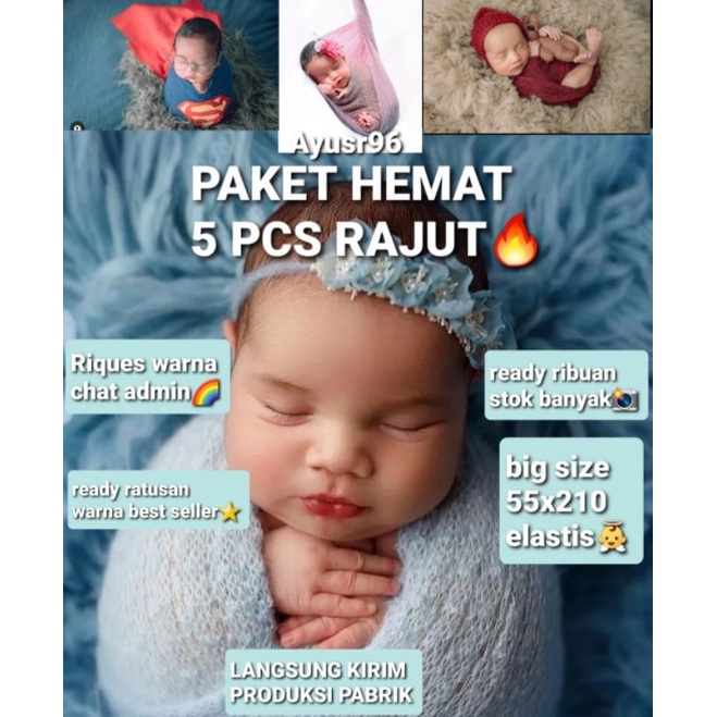 selimut bayi rajut untuk properti foto bedong bayi model lilit kain fancy