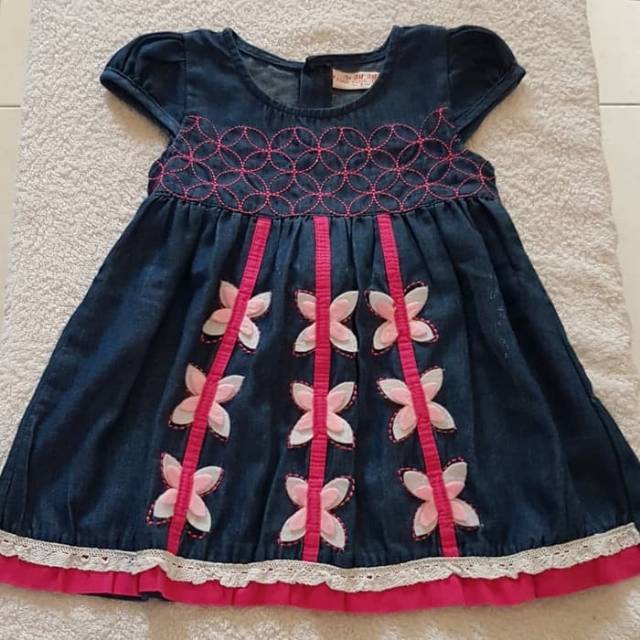 Baju Dress Jeans Anak Perempuan SIAU TING TING size 1-2 tahun