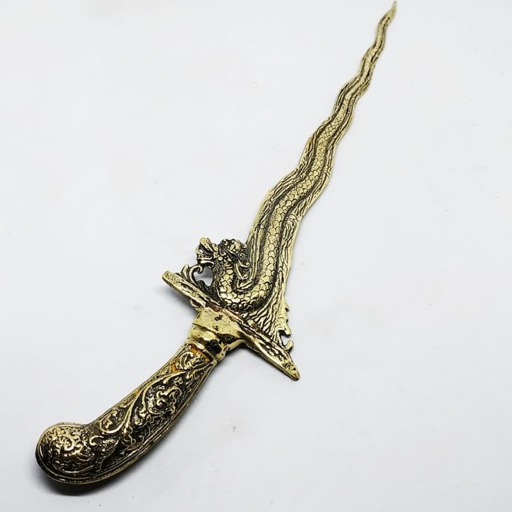 Pusaka Antik Kris Naga Sasra / Nogo Sosro Istimewa Bahan Kuningan Unik