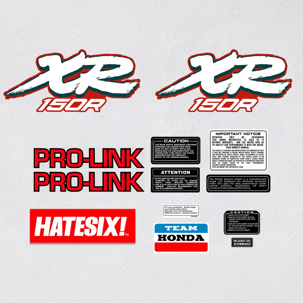 Sticker Stiker Decal Honda Baja XR 150 dan 200 th 1988 Hatesix