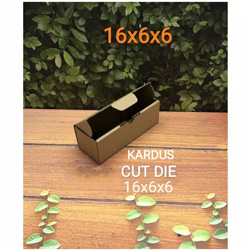 

satuan kardus DieCut box packaging ukuran uk16x6x6 cokelat polos