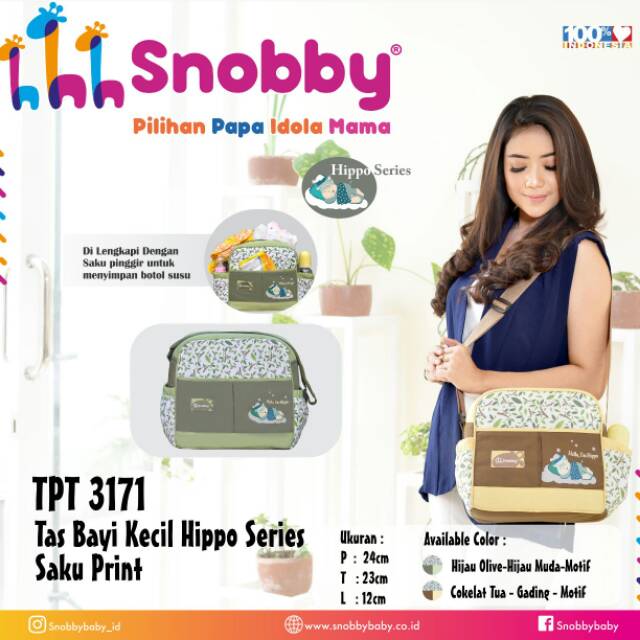 TAS PERLENGKAPAN BAYI  SNOOBY 3171 / Snobby Tas Bayi Kecil snoby Hippo Series Saku Print snobby 3171