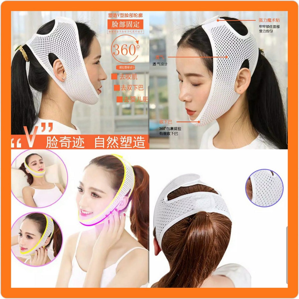 3D V SHAPE OVAL FACE LIFT SLIM BELT PUTIH/ 3D SHAPE OVAL PENIRUS PIPI WAJAH