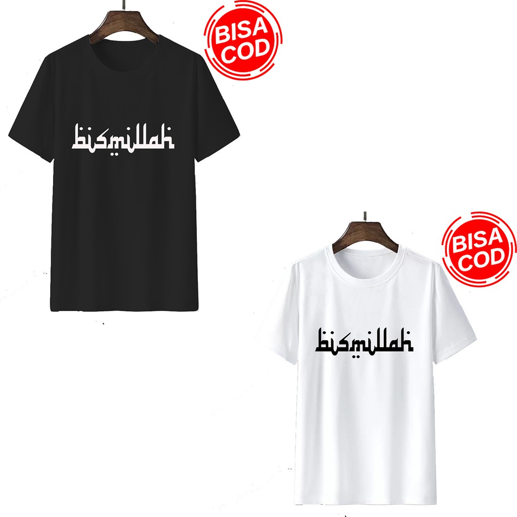 Kaos pria || kaos distro pria motip bismillah MS018 || kaos pria sablon digital unisex