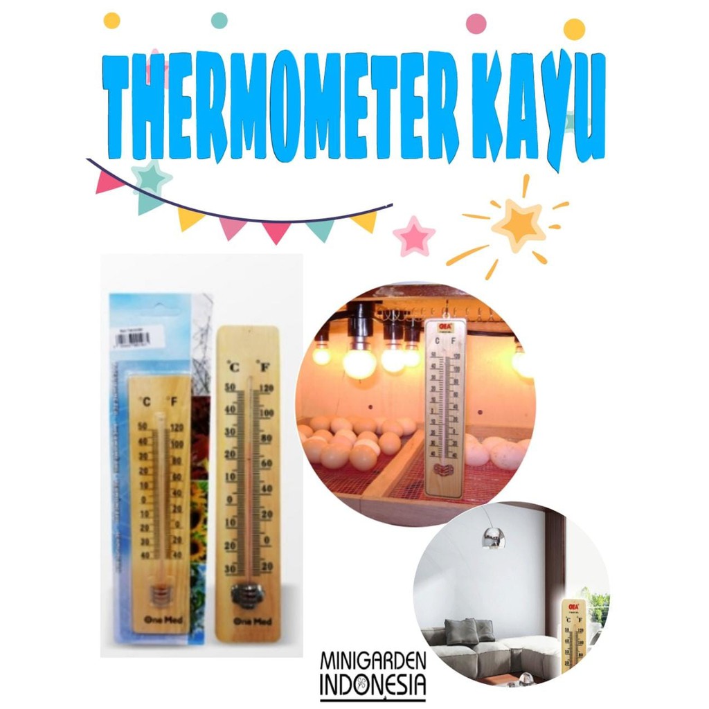 THERMOMETER KAYU alat ukur suhu ruang mesin tetas burung ayam suhu ruangan rumah termometer