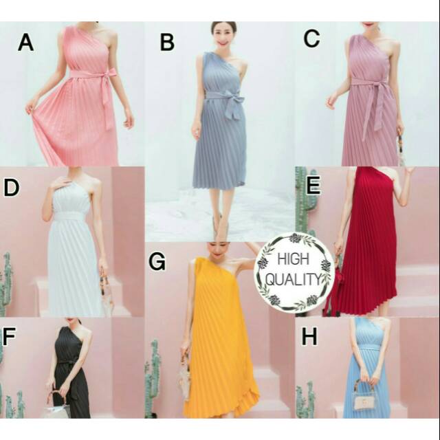 Dress Plisket Putih/White Impor Bangkok Thailand - PO BKK Premium Prewedding/Maternity Dress Formal 
