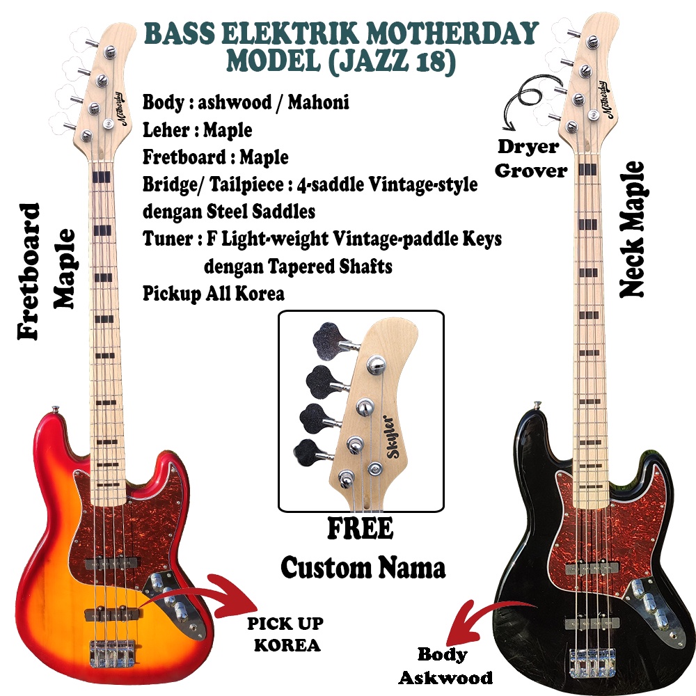 Bass Elektrik Original FREE Custom Nama dan FREE PACKING KAYU