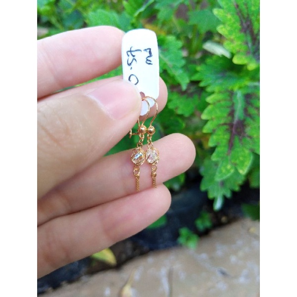 Anting Wanita Emas Asli Model Panjang Anting Kristal Anting Emas Panjang Anting Wanita Anting Simpel