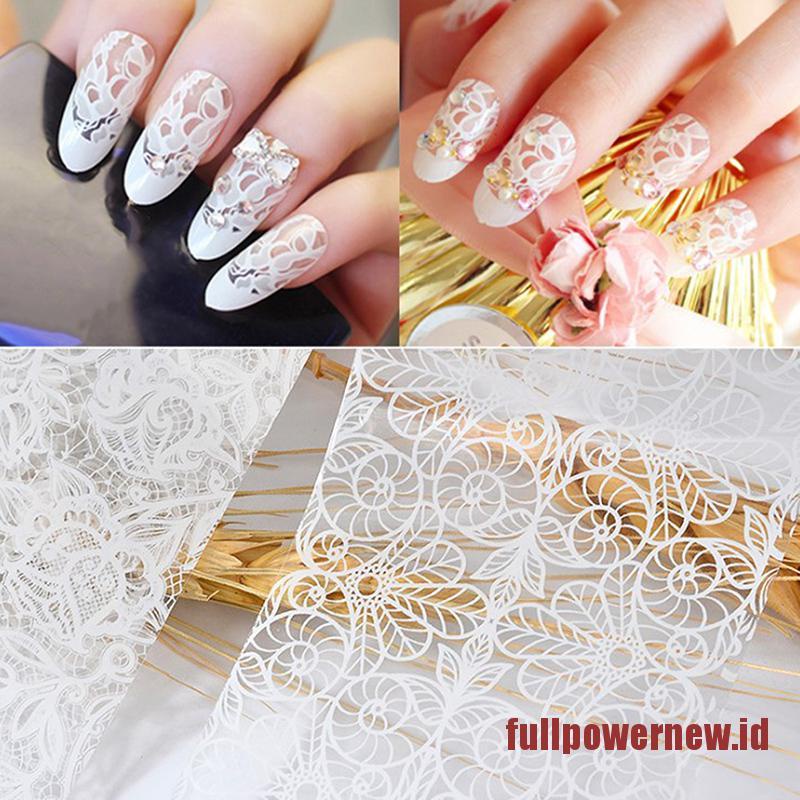 【COD】10Pcs White Lace Nail Art Foils Set Top Floral Charm Nail Transfer Sticker