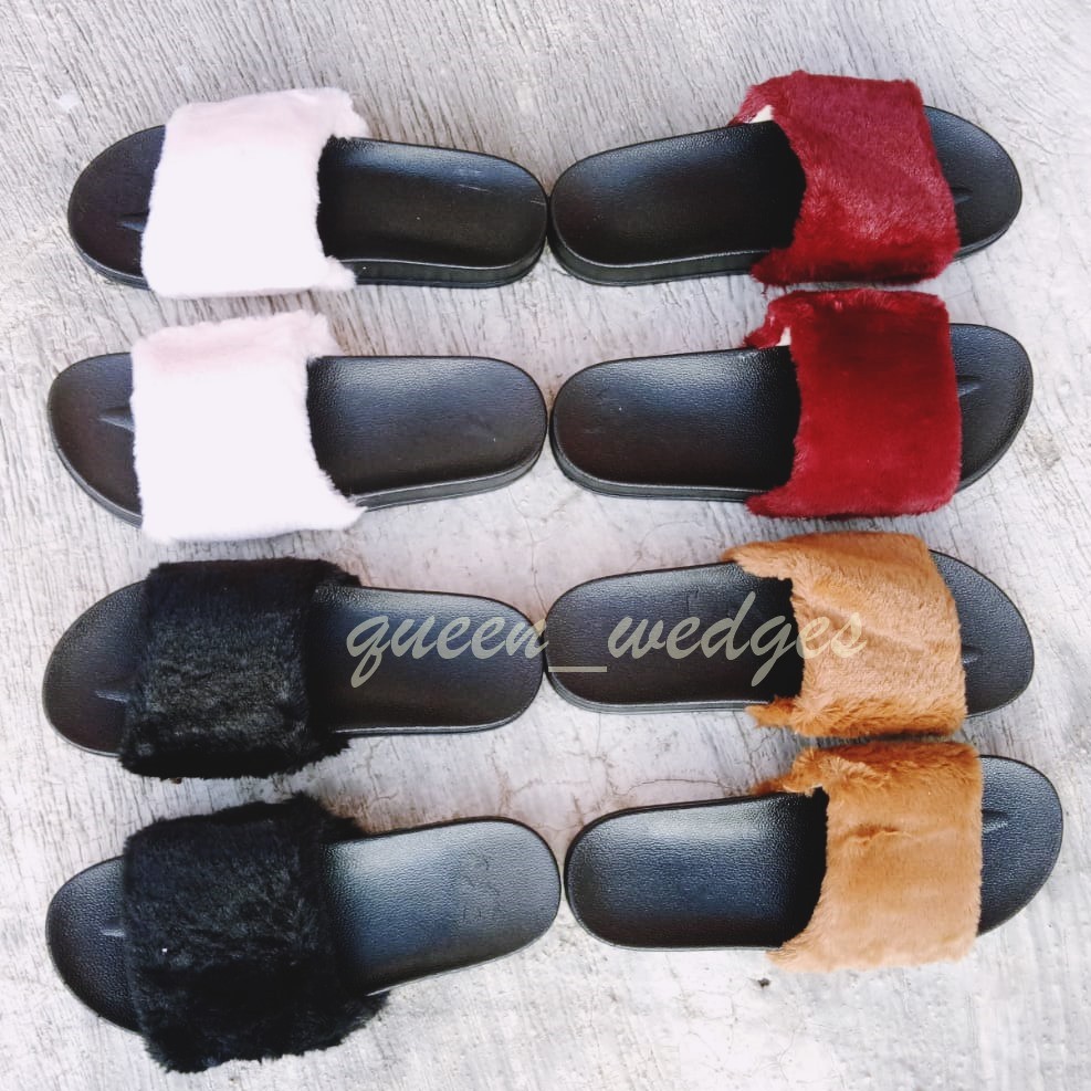 SENDAL BULU WANITA SANDAL  FUR CEWEK MURAH LUCU  MAIN MALL 