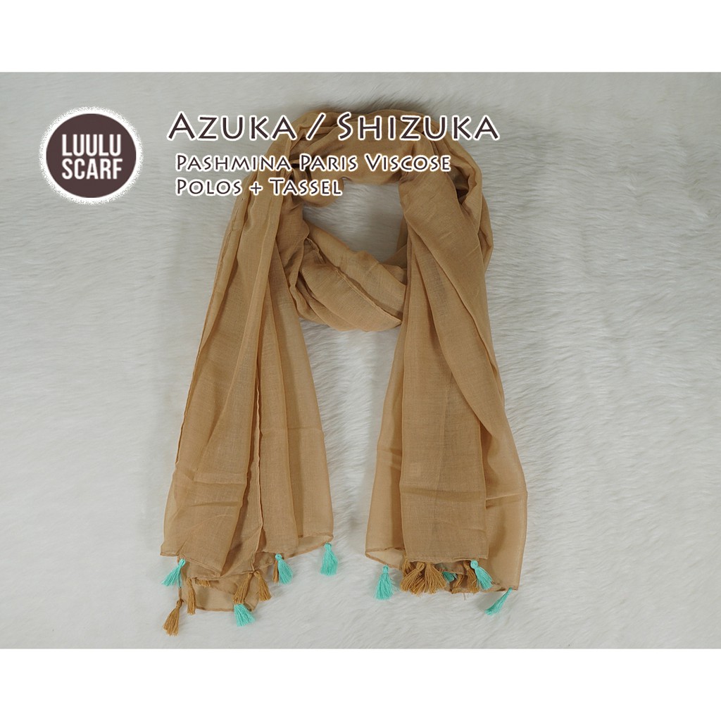 Pashmina Polos Tassel bahan Paris Viscose - AZUKA by Luulu Scarf-2