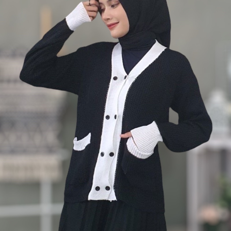 CARDIGAN SELENA RAJUT KANCING SAKU