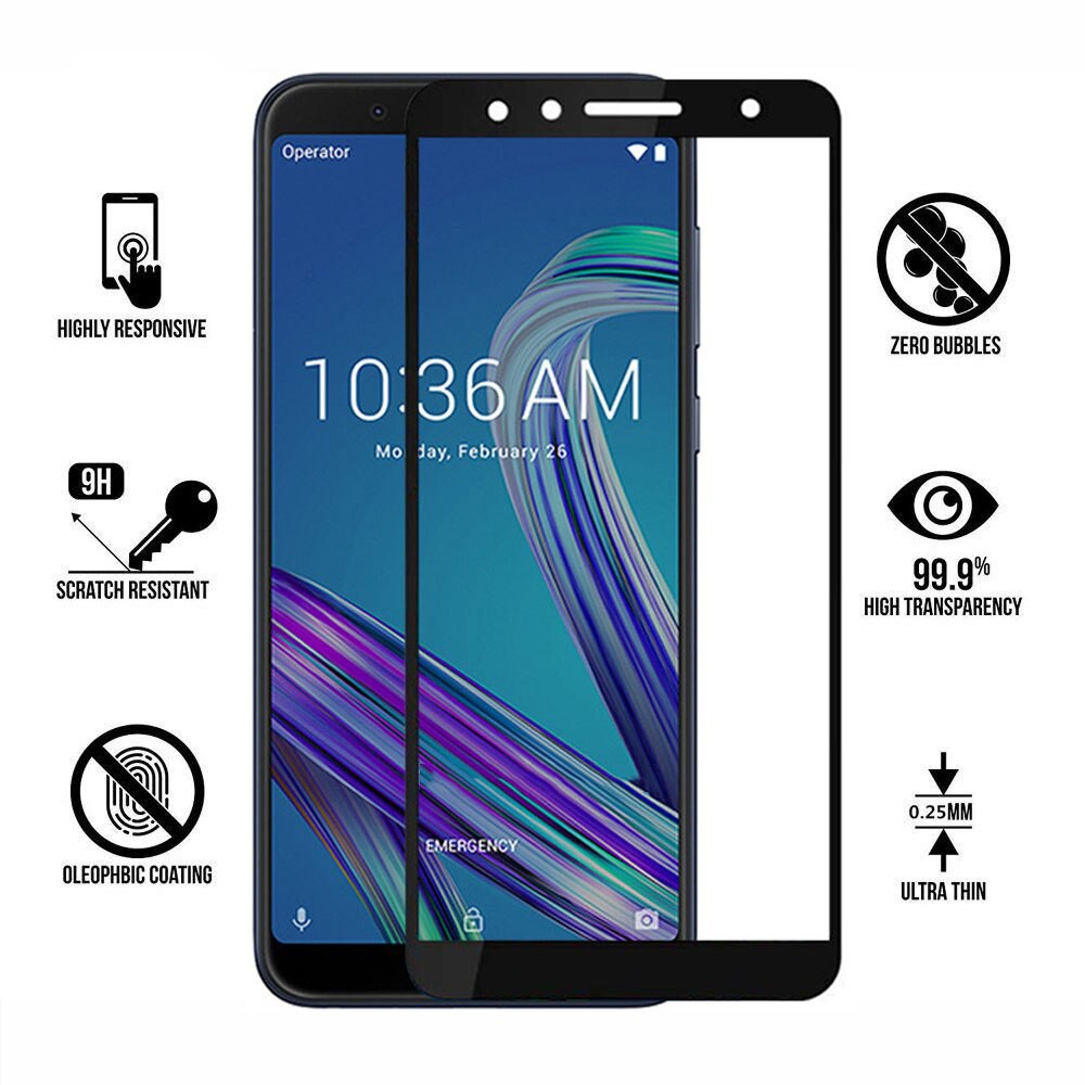 PROMO Tempered Glass ASUS Zenfone Max Pro M1 NEW TG Layar FULL COVER Black Premium Anti Gores Kaca