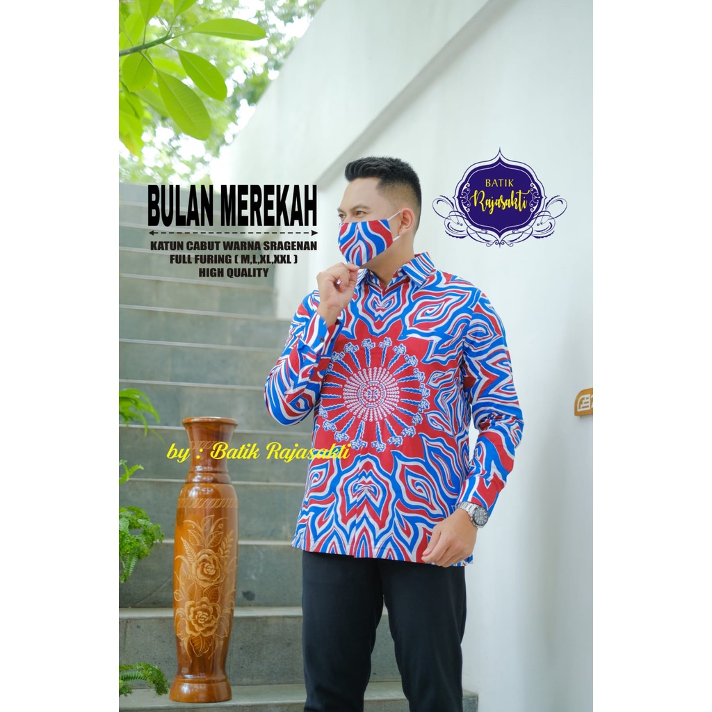 BULAN MEREKAH RAJASAKTI KEMEJA BATIK SOLO PRIA LENGAN PANJANG LAPIS FURING ATASAN BATIK PREMIUM MODERN KATUN HALUS BAHUWIRYA  BANAMITRA BANAMITRA PUTIH BANGSAWAN BAYU PUTRA BERLIAN BIRU BHARATAYUDA BIMASENA BIRENDRA BIRU INDAH BRAHMAKERTA BRAHMAKERTA