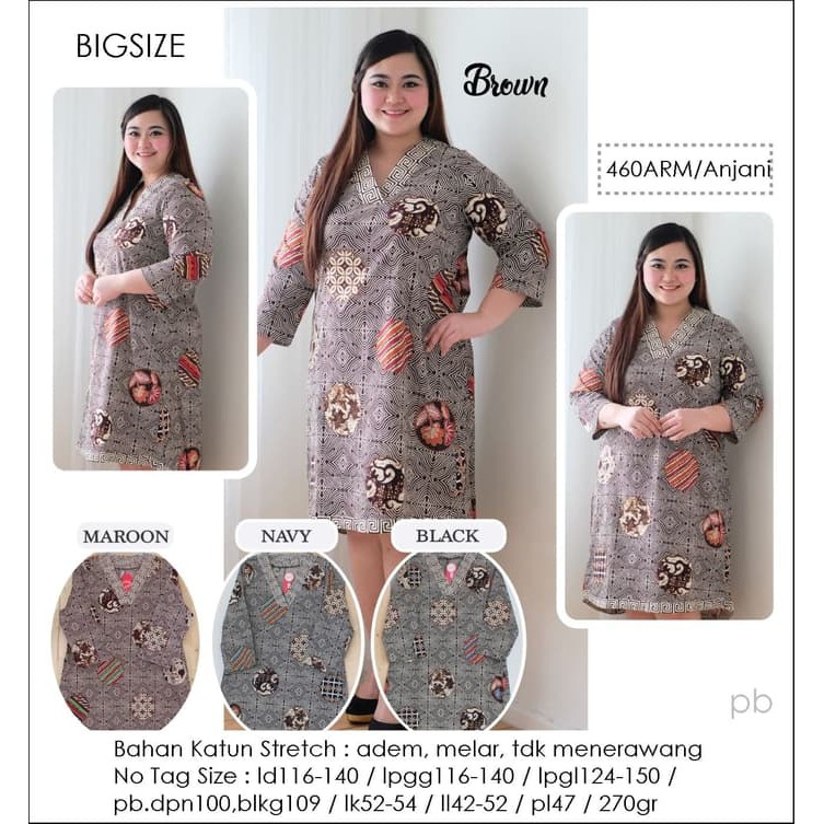 Promo Anjani Bigsize Dress Batik Jumbo Dress Batik Big size Terusan Batik Limited