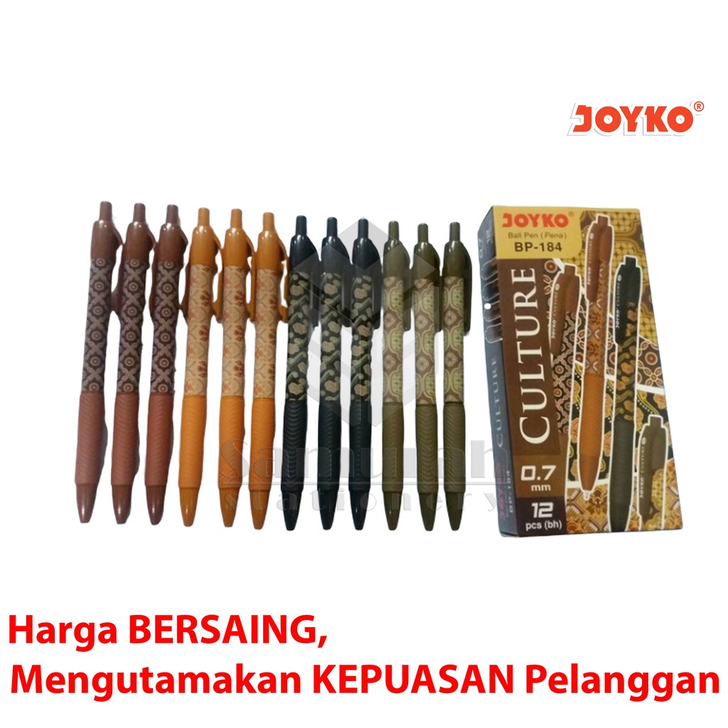 

HJK Pulpen Joyko Culture Batik BP 184 / Ball Pen BP-184 Hitam Batik 0.7 mm / Ballpen Cetek