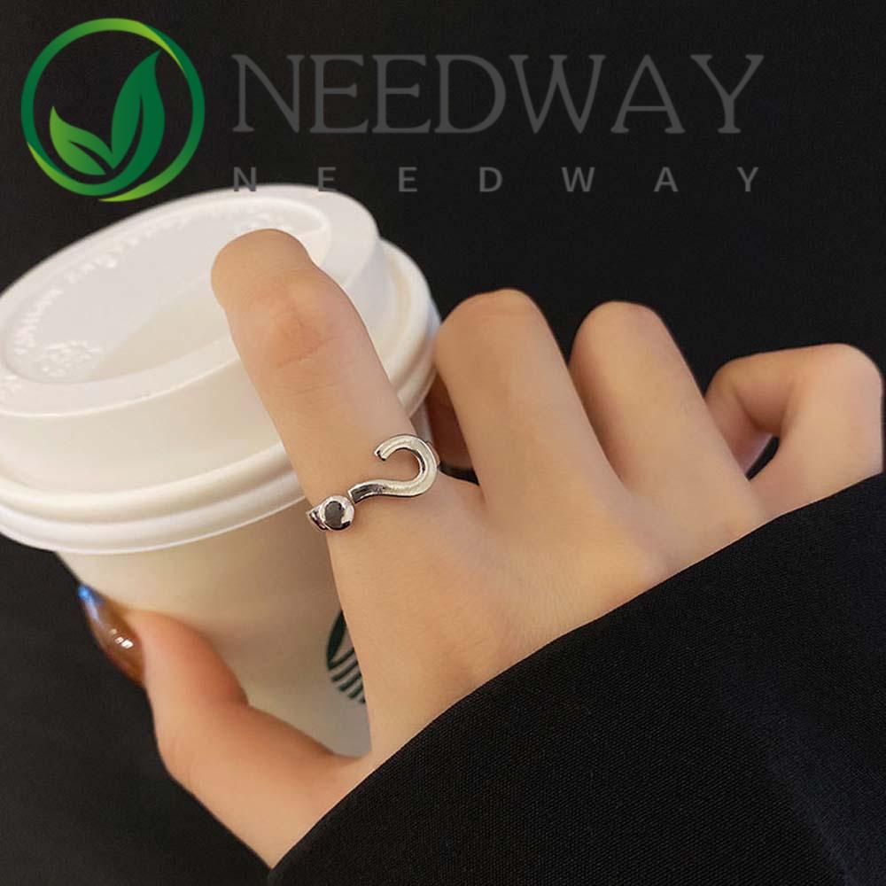 Cincin Jari Model Terbuka Adjustable Bahan Metal Warna Silver Gaya Korea Untuk Wanita