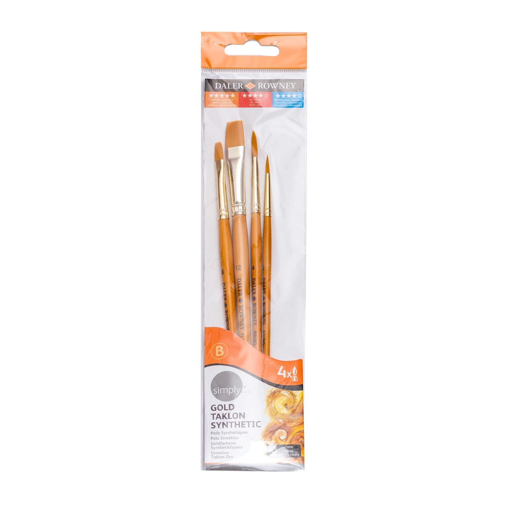 

Daler Rowney Simply Acrylic Gold Taklon SH Brush Set 4pcs #2