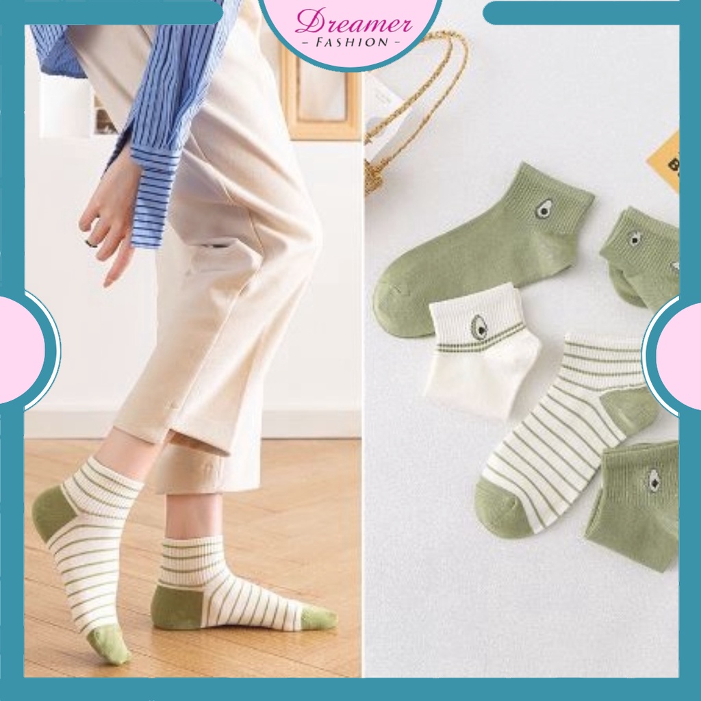 DF KK199 Kaos Kaki Wanita Motif Lime Semata Kaki Kaos Kaki Pendek Japanese Ankle Socks Korean