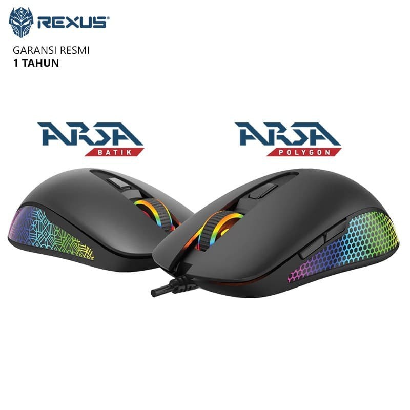 Mouse Gaming Rexus PRO ARSA Polygon & Batik PMW3327 12400Dpi Paracord Cable
