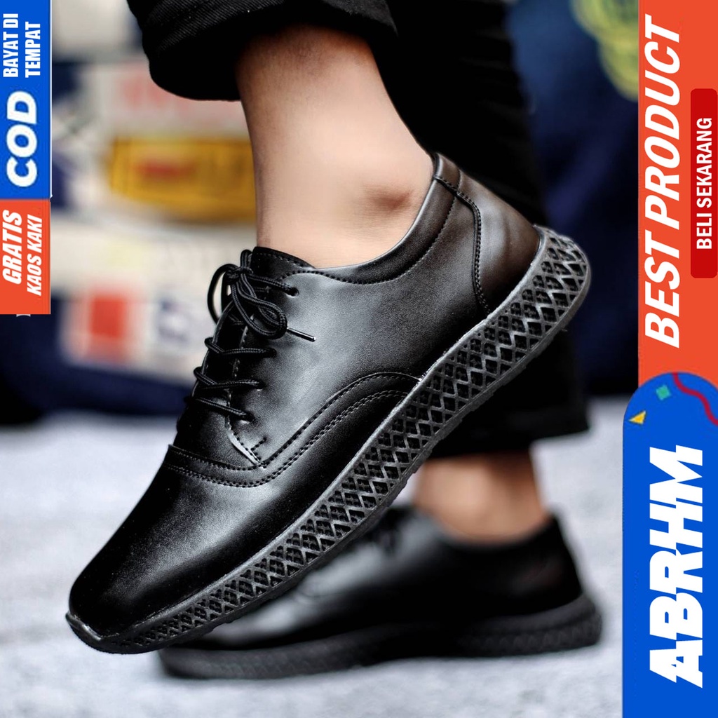 Sepatu Casual Pria Sneakers Hitam Kasual Kulit Pu Kerja Kuliah Kantor Kondangan Pesta Fashion Shoes Terbaru Sneker Original SIMON ABRHM