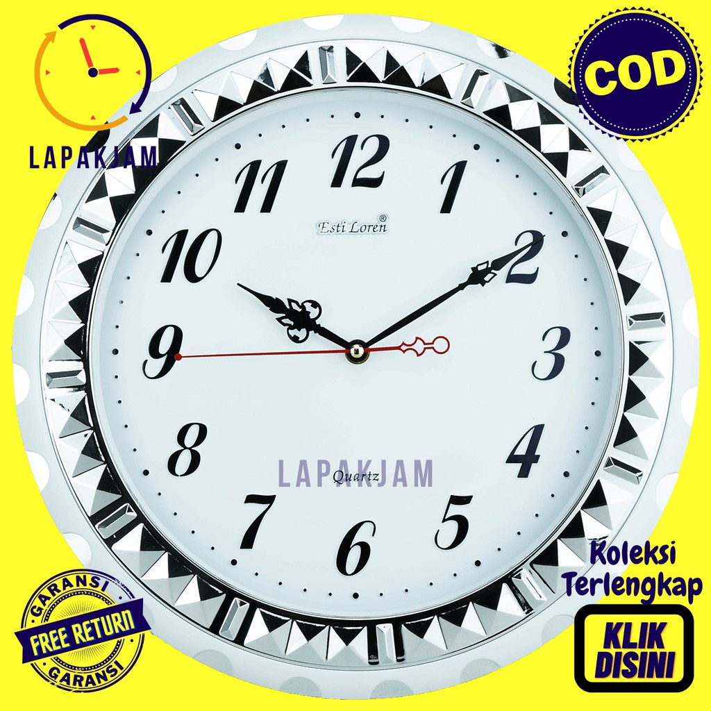 Jam Dinding Quartz Hiasan Kamar Wanita Unik Besar Estiloren CR S2079 Coklat Silver Gold Lucu