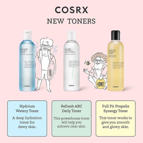 COSRX Hydrium Watery Toner 50ml / AHA BHA Vitamin C Refresh Daily Toner 30ml / Full Fit Propolis Toner 30ml