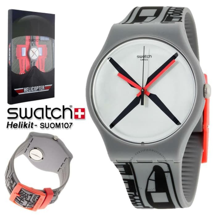 Swatch Analog Jam Tangan Karet Unisex SUOM107 HELIKIT Original