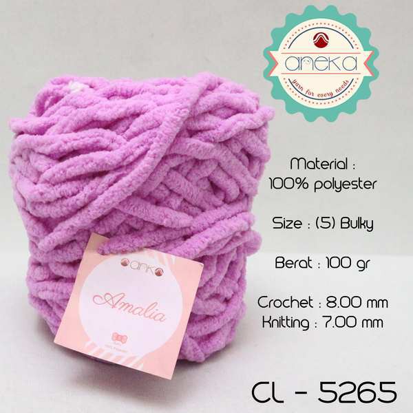 Benang Rajut Chenille Midi Amalia Yarn 2 5265 Ungu Muda