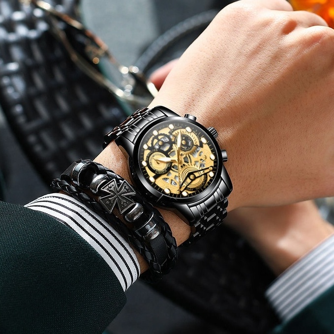 TERLARIS GARANSI 5 TAHUNAOKEYO 4088 JAM TANGAN PRIA ANTI AIR ORIGINAL LUXURY STAINLESS STEELFREE