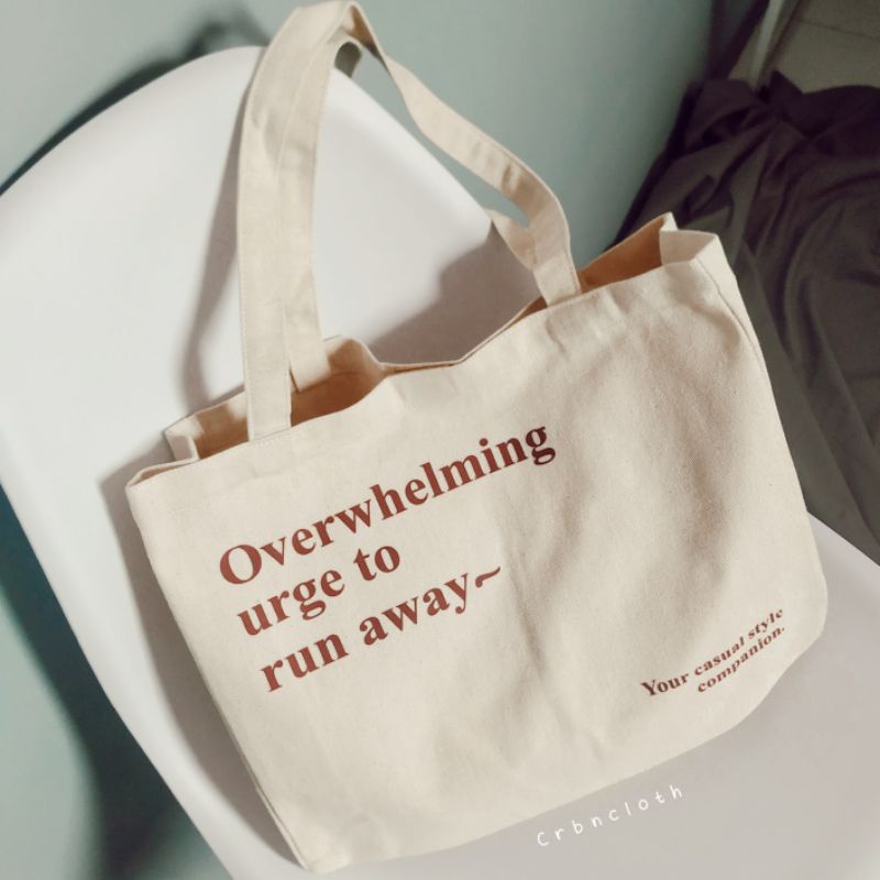 TOTEBAG KANVAS OVERWHELMING (crbn_cloth) Totebag quotes aesthetic