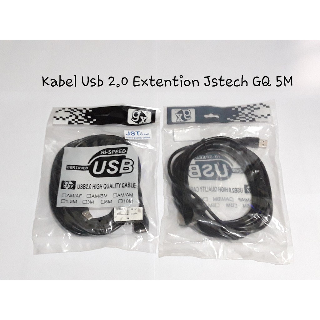 KABEL USB EXTENTION 2.0 JSTECH BLACK GOOD QLTY 5M