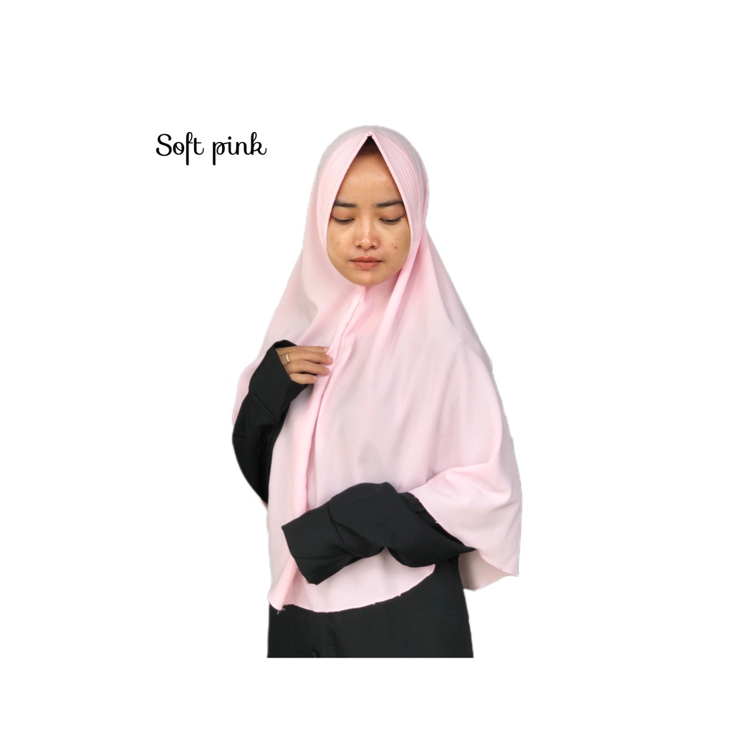 Khimar Jumbo hijab khimar jumbo per jilbab wolfis antem kerudung instant instan-jumbo soft pink