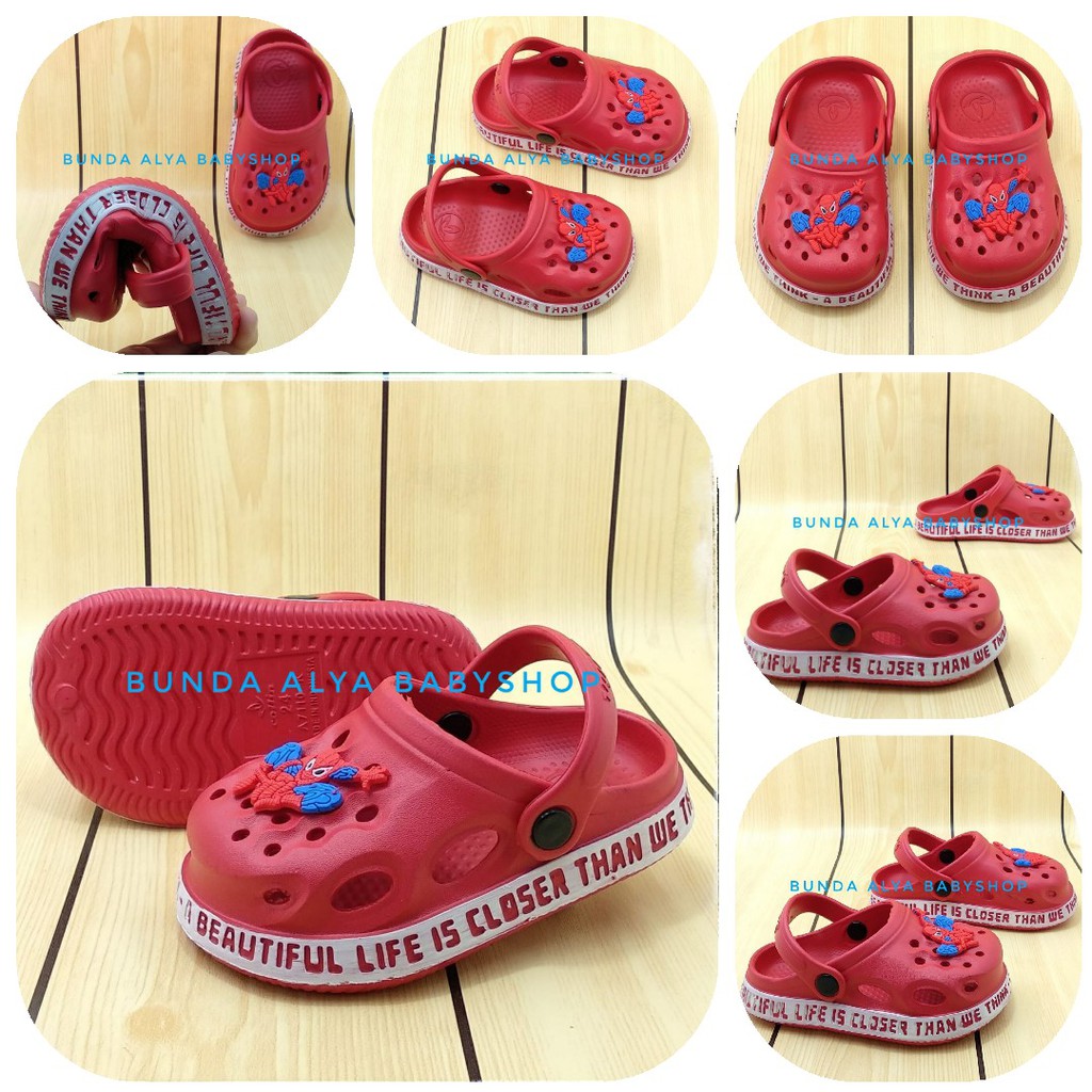 Sendal Anak Laki Laki Usia 1 2 3 4 5 Tahun MERAH Size 18 - 29 - Sepatu Sandal Anak Cowok Karet Anti Licin