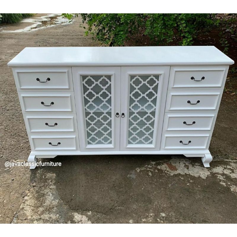 BUFET TV SCANDINAVIA RETRO MEJA TV DUCO MINIMALIS LACI BAHAN KAYU MAHONI