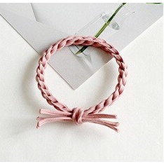 OVERFLOWS.ID Ikat Rambut Jalin Polos Korea Karet Simple Kuncir Rambut Kepang Tambang-Polos Pink