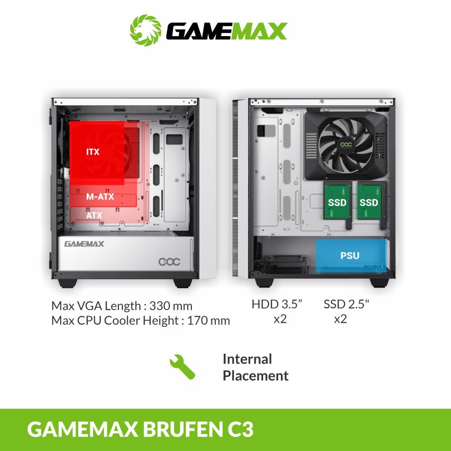 Gamemax BRUFEN C3 Casing PC Gaming E-ATX