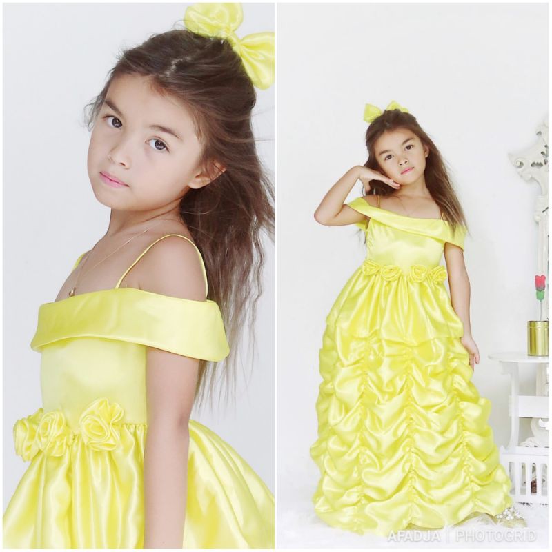 BISA COD - BAJU DRESS GAUN PRINCESS BELLE ANAK SATUAN BISA COUPLE DENGAN DEWASA PESTA ULANG TAHUN