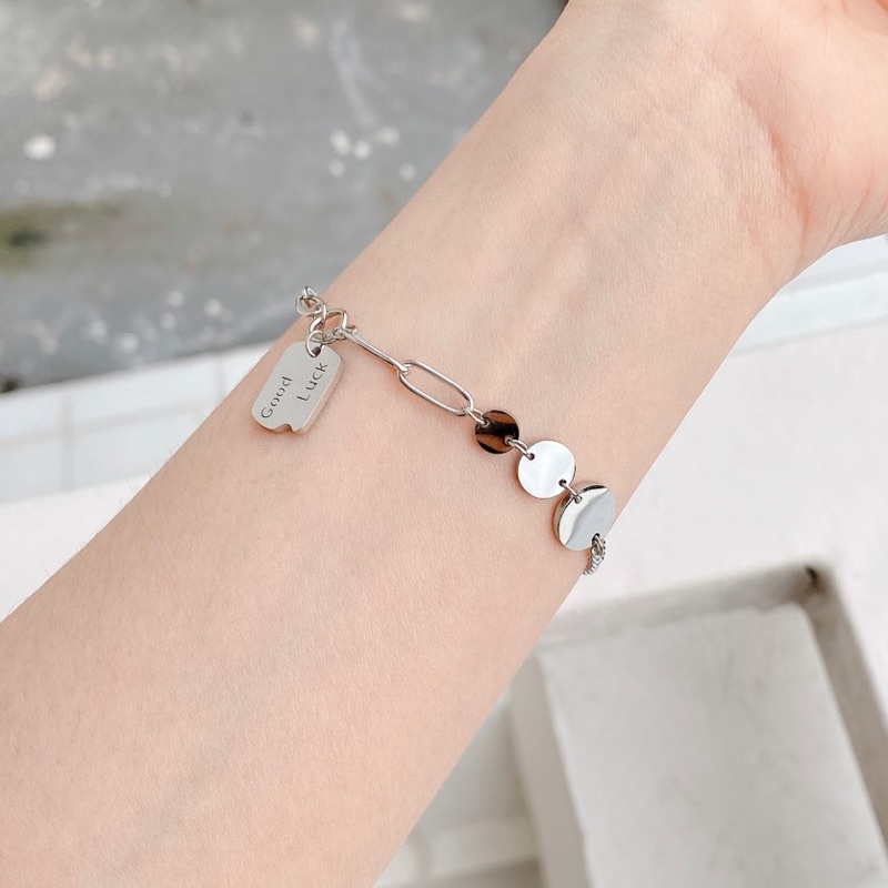 gelang good luck titanium asli kekinian warna silver cantik mewah terbaru