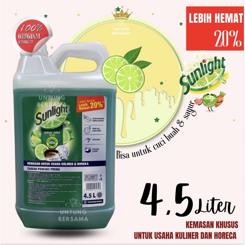 ❤️UB❤️ SUNLIGHT CAIR 4.5 LITER KEMASAN KHUSUS HORECA