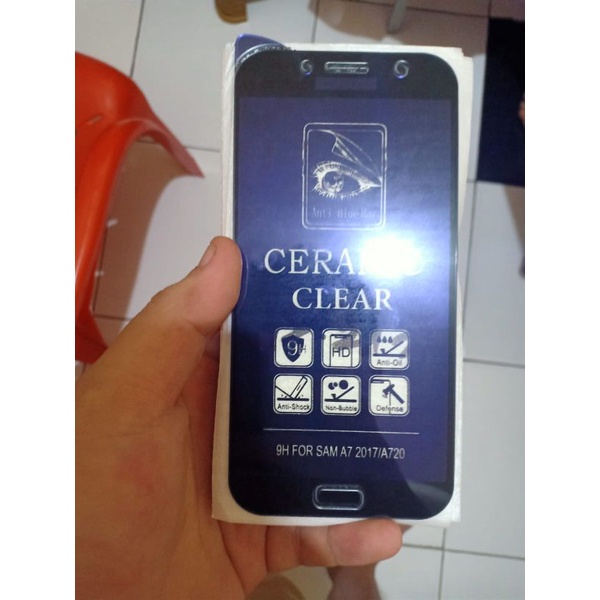 SAMSUNG A3 A5 A7 2016 2017 TEMPERED GLASS ANTI RADIASI BLUE MATTE CERAMIC FULL LAYAR