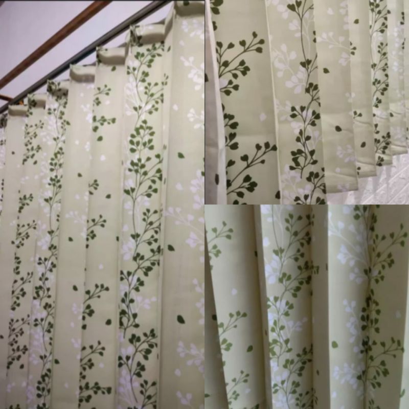 Gorden plisket cantolan kawat s jendela dan pintu motif surawung hijau