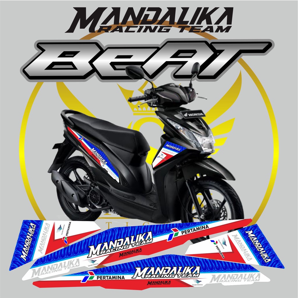 STRIPING BEAT FI MANDALIKA 01 / MANDALIKA RACING TEAM / STIKER MANDALIKA PUTIH