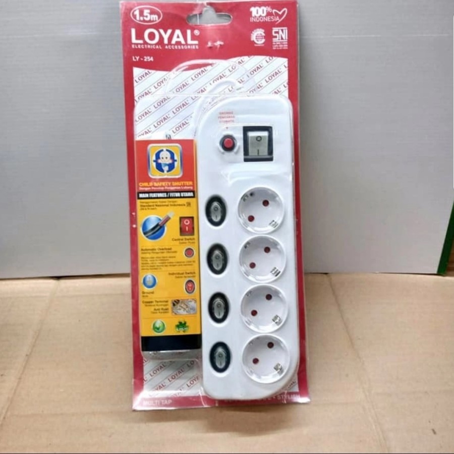 Stop Kontak Multitap 4 Lubang Kabel + Saklar Loyal Ly-254