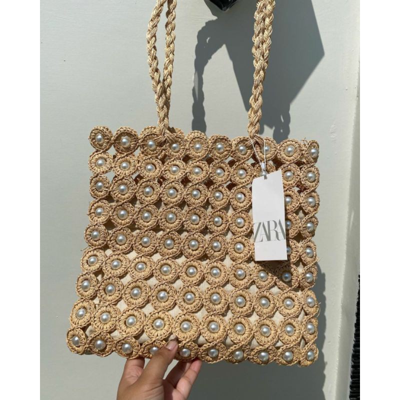 Tas Wanita Zara Rattan Tote Bag