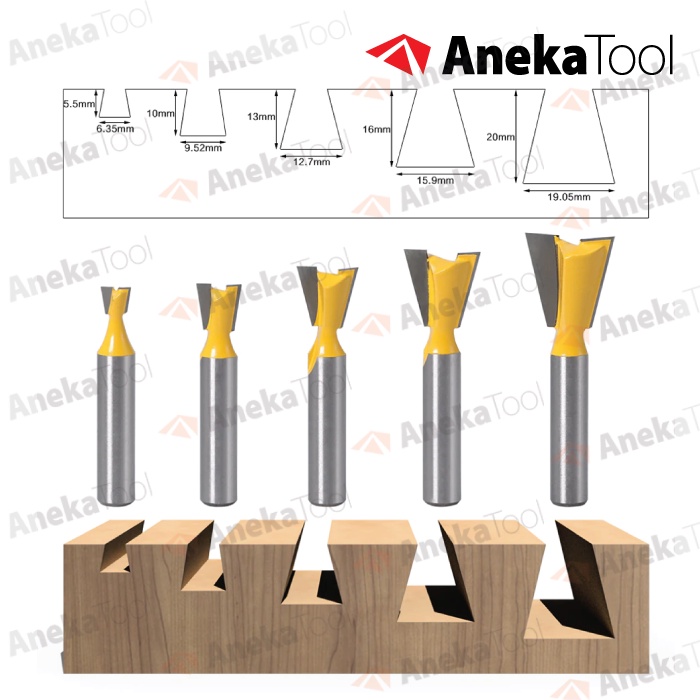 Mata Profil Router Dovetail Joint Shank 8mm Woodworking Kayu