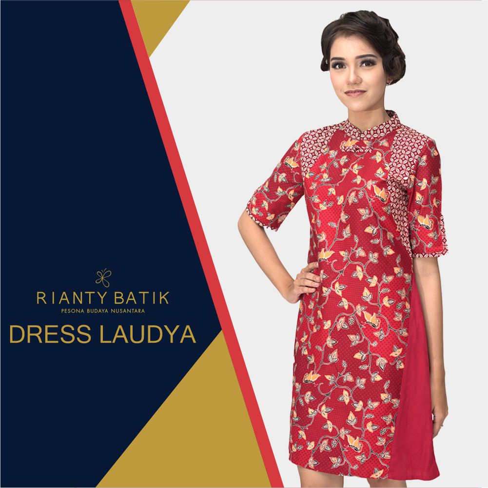 Dress Baju Batik Wanita Rianty Batik Mayleen Katun Premium Modern Lengan Pendek Big Size Jumbo-5